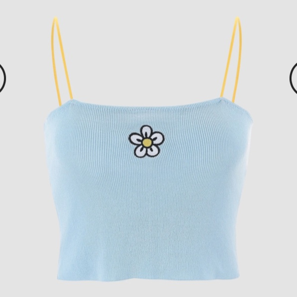 NWT! Cider blue ribbed crop top with flower